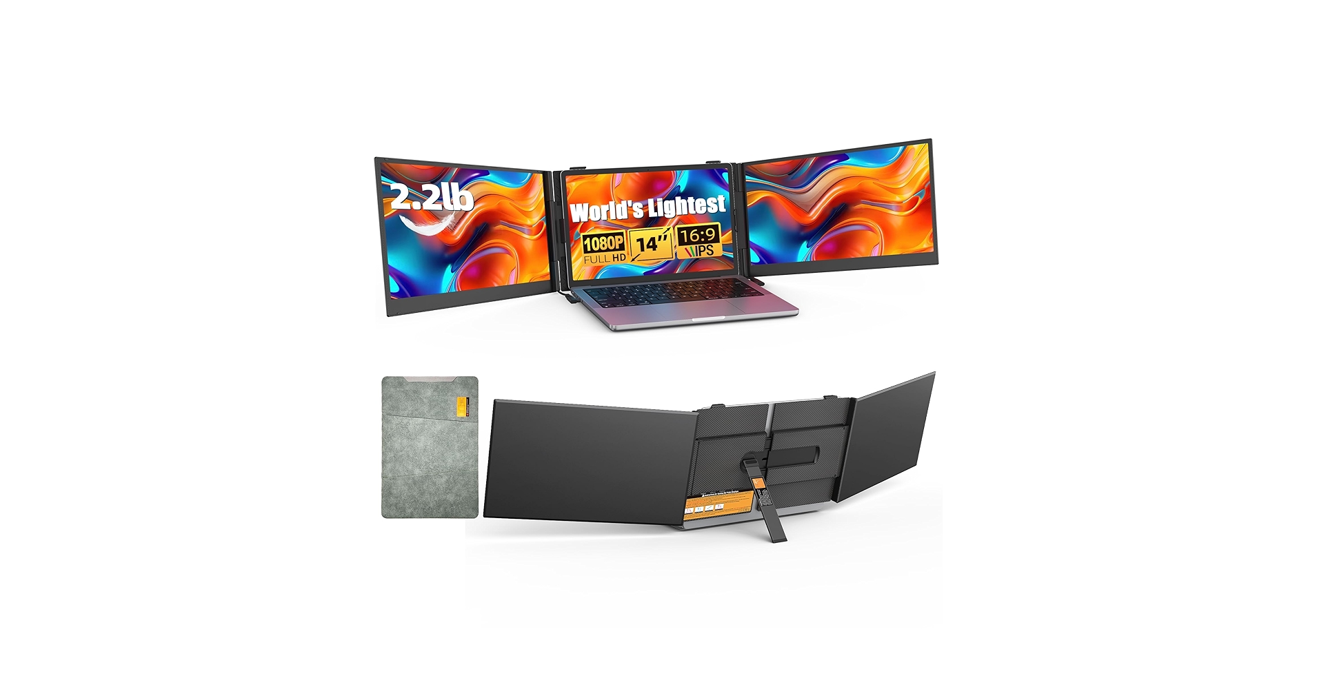 LAPTOPMO TRIPLE SCREEN 14インチ Amazon.com: Laptomo 14'' Triple Portable Monitor for Laptop